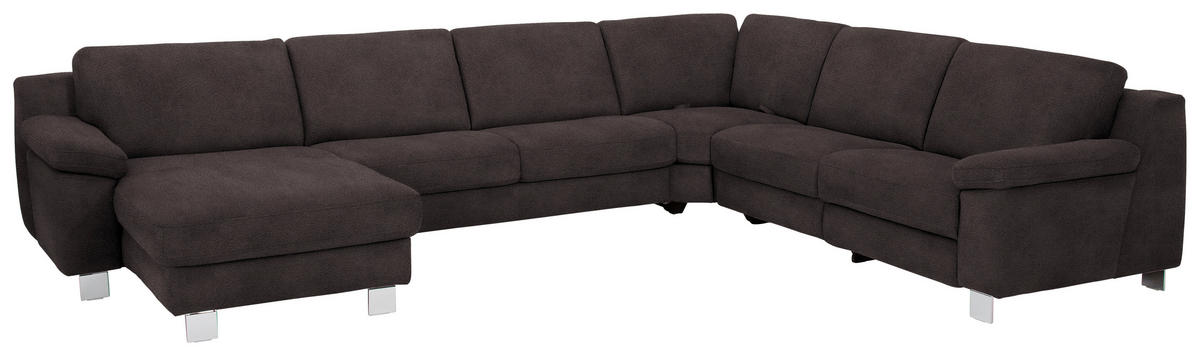WOHNLANDSCHAFT in Mikrofaser Dunkelgrau  - Chromfarben/Dunkelgrau, Design, Textil/Metall (166/364/278cm) - Valdera