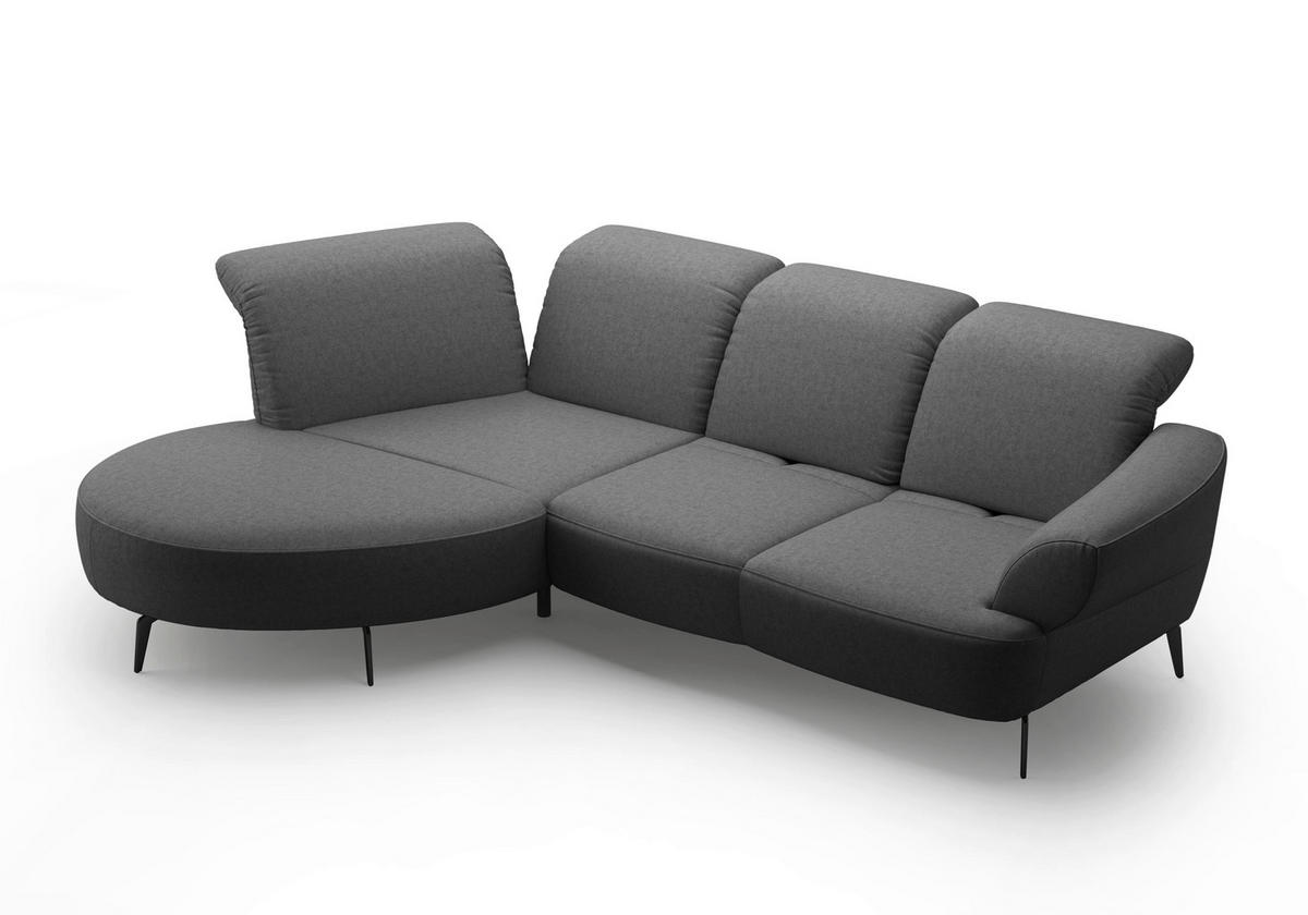 ECKSOFA DANCE E Dunkelgrau Flachgewebe  - Dunkelgrau/Schwarz, MODERN, Textil/Metall (208/313cm) - Sit & More