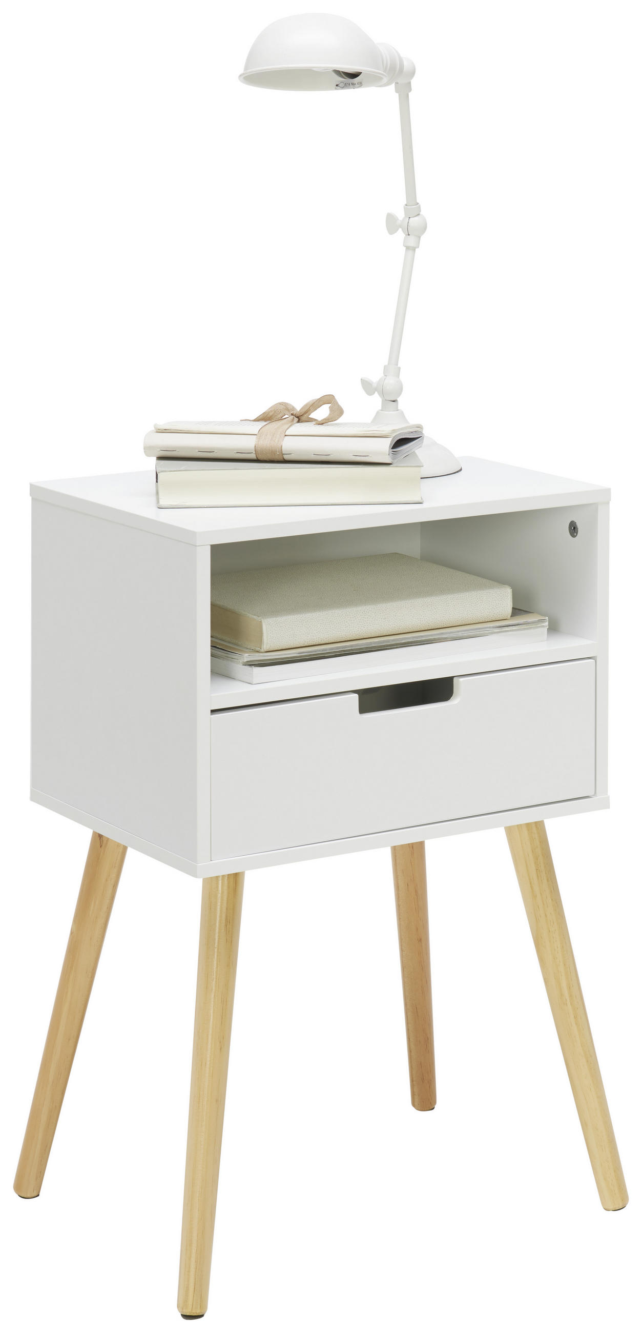NACHTSCHRANK 40/63,5/30 cm Kiefer massiv  - Naturfarben/Weiß, Design, Holz/Holzwerkstoff (40/63,5/30cm) - Xora