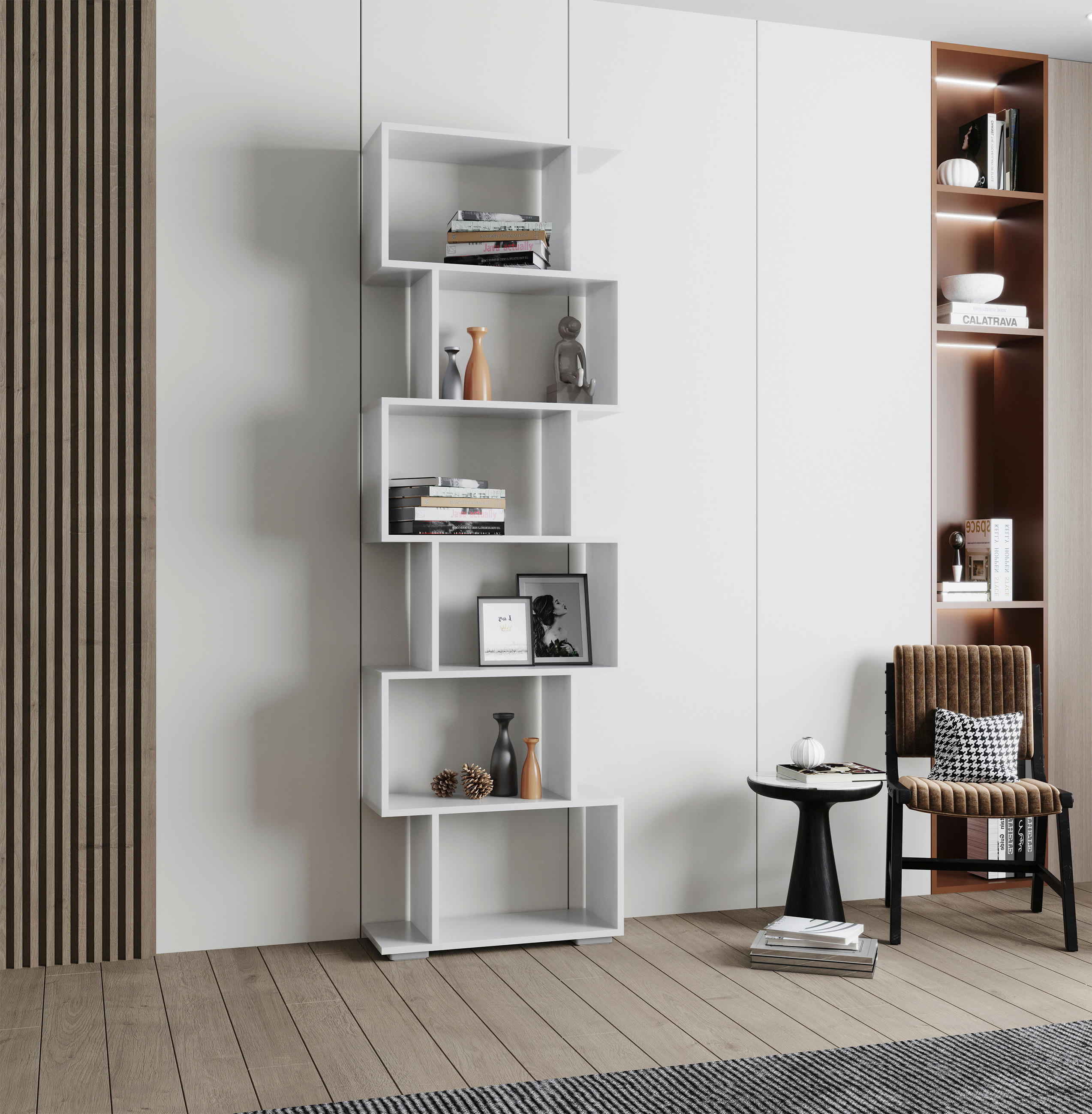 HYLLA i 60/196/24 cm vit  - vit/silver, Design, trämaterial/plast (60/196/24cm) - MID.YOU