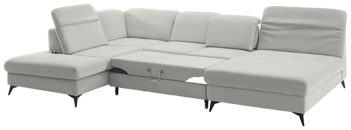 WOHNLANDSCHAFT Chenille Cappuccino  - Schwarz/Cappuccino, Design, Textil/Metall (255/369/198cm) - Beldomo Style