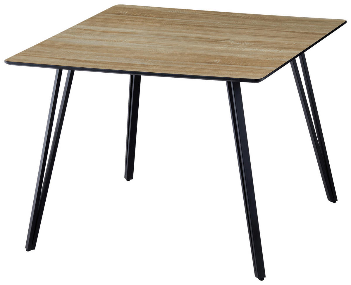 ESSTISCH in Metall, Holzwerkstoff   - Eichefarben/Schwarz, LIFESTYLE, Holzwerkstoff/Metall (100/75/100cm) - Livetastic