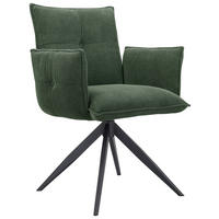 Scaun Cu Brațe din metal, textil, verde, negru - verde/negru, Design, metal/textil (63,5/85/63,5cm) - Novel