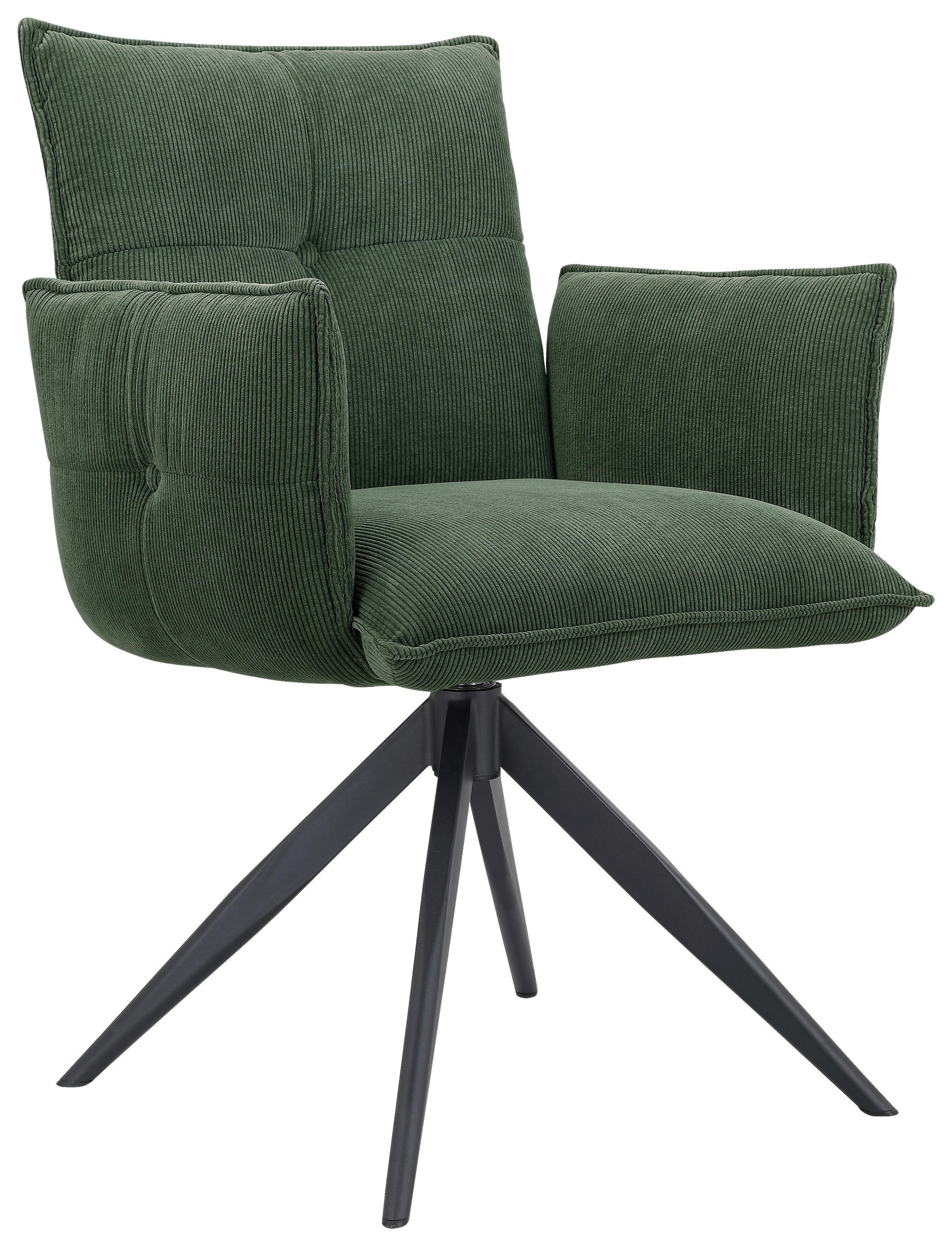 Scaun Cu Brațe din metal, textil, verde, negru