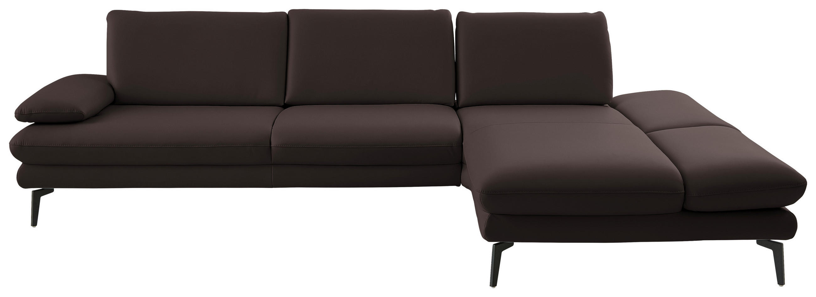 ECKSOFA in Echtleder Dunkelbraun  308/195 cm  - Dunkelbraun/Schwarz, Design, Leder/Metall (308/195cm) - Dieter Knoll