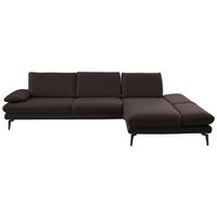 ECKSOFA in Echtleder Dunkelbraun  - Dunkelbraun/Schwarz, Design, Leder/Metall (308/195cm) - Dieter Knoll