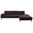 ECKSOFA in Echtleder Dunkelbraun  308/195 cm  - Dunkelbraun/Schwarz, Design, Leder/Metall (308/195cm) - Dieter Knoll