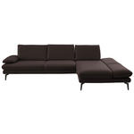 ECKSOFA in Echtleder Dunkelbraun  - Dunkelbraun/Schwarz, Design, Leder/Metall (308/195cm) - Dieter Knoll