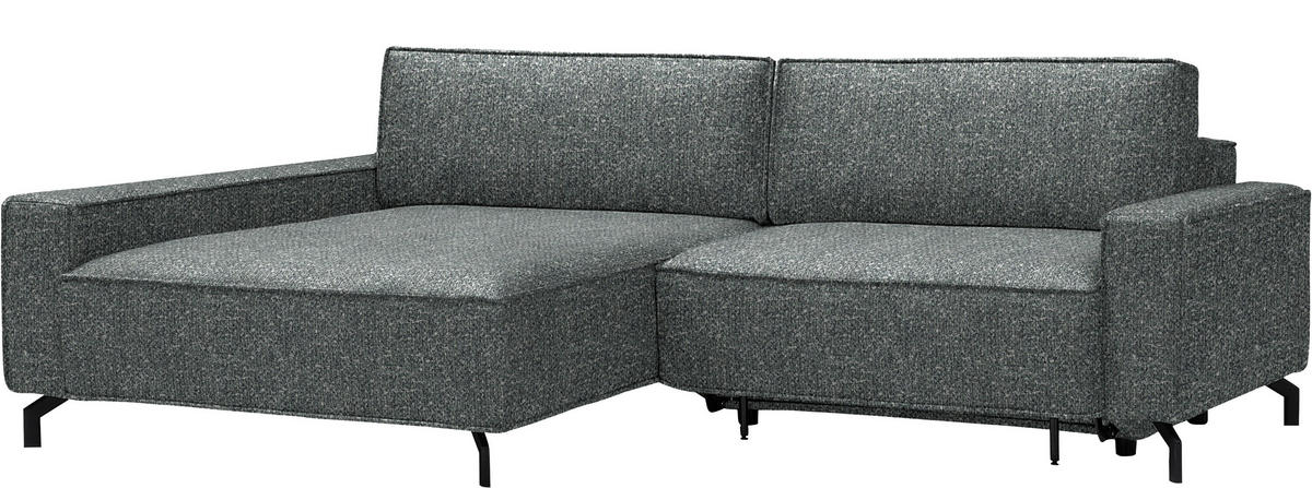 ECKSOFA  in Mikrofaser Graugrün  164/246 cm  - Schwarz/Graugrün, Design, Textil/Metall (164/246cm) - Sedda
