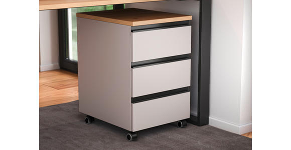 ROLLCONTAINER 40/63/50 cm - Eichefarben/Schwarz, MODERN, Holzwerkstoff/Kunststoff (40/63/50cm) - Novel