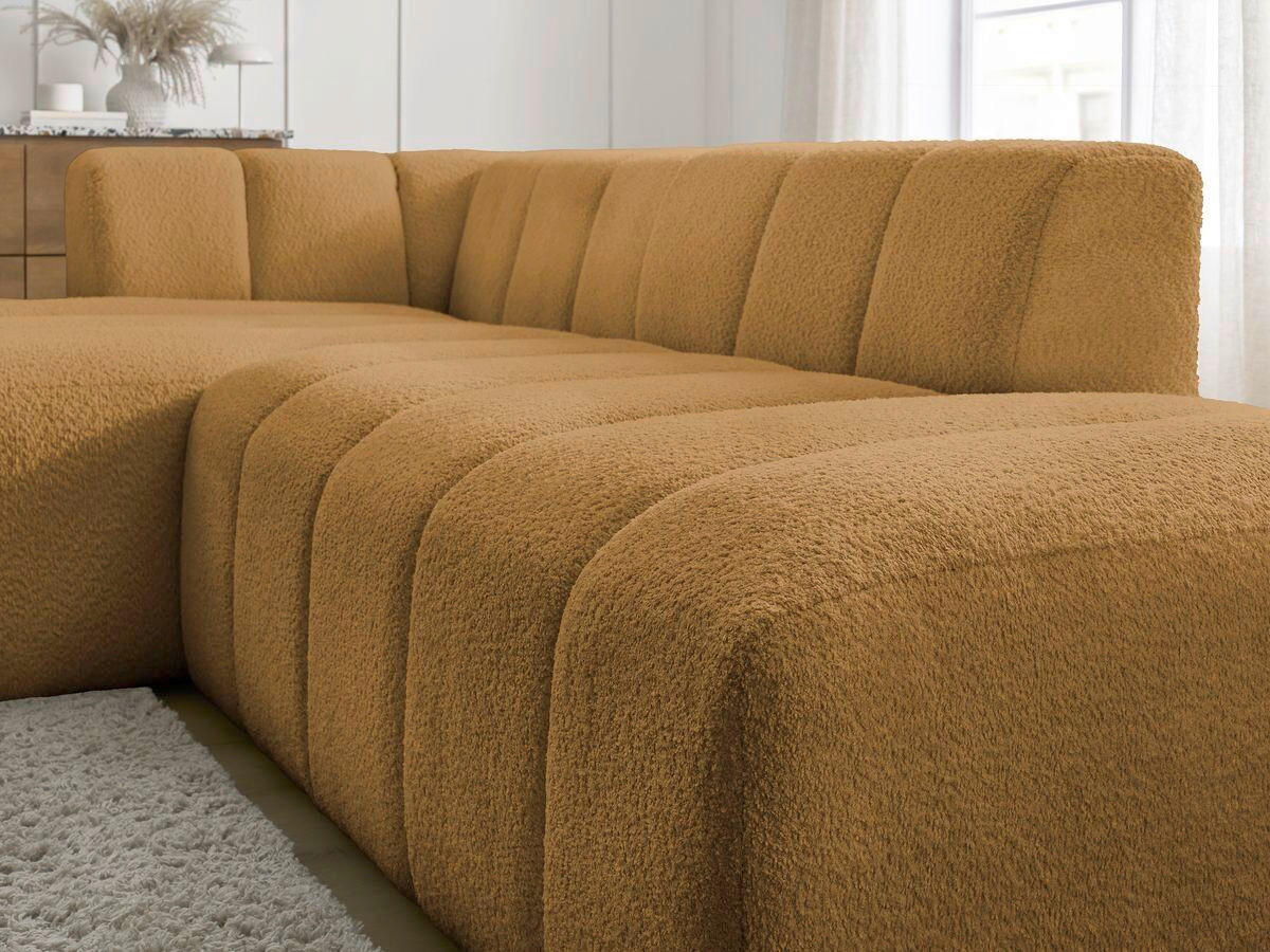 ECKSOFA Ottomane links  ANNECY Gelb Bouclé  - Gelb/Schwarz, MODERN, Kunststoff/Textil (170/262cm)
