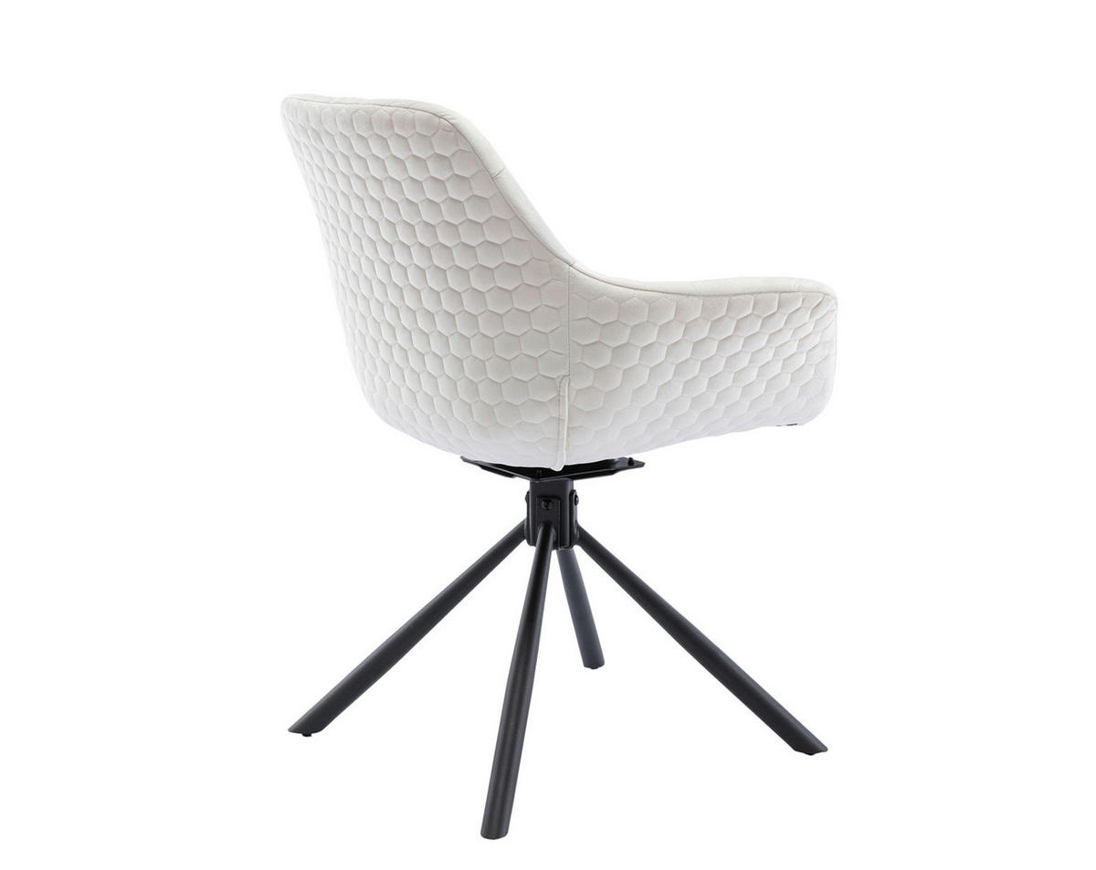 ARMLEHNSTUHL  in Samt  - Creme/Schwarz, MODERN, Textil/Metall (64/82/63cm) - Livetastic