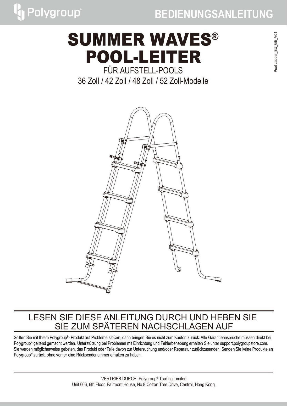 POOLLEITER  - Blau/Weiß, Basics, Metall (91cm) - Ambia Garden