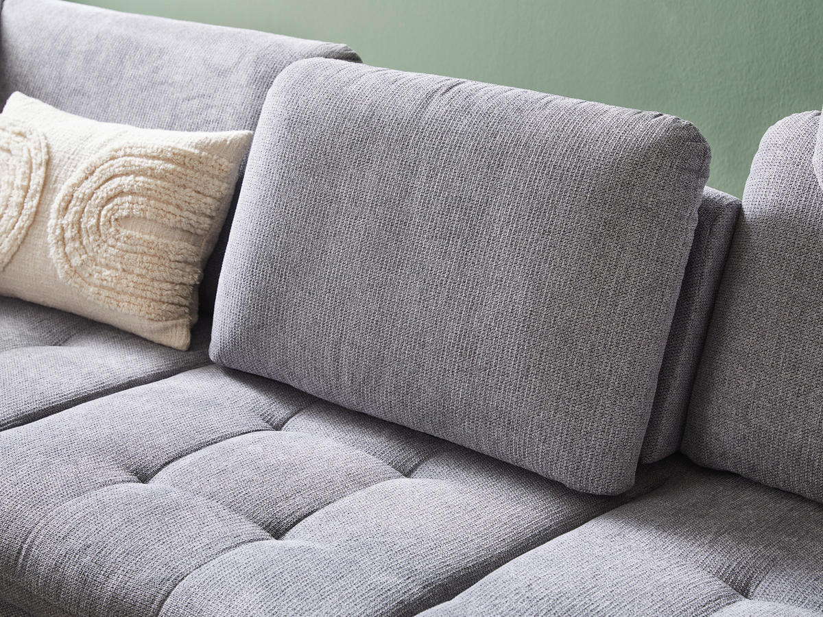 ECKSOFA Grau Chenille  - Schwarz/Grau, Natur, Textil/Metall (233/288cm) - Valnatura