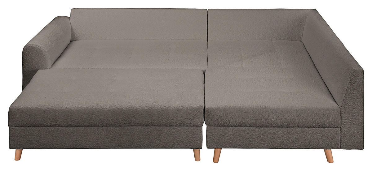 ECKSOFA inkl. Hocker Ariella in Bouclé Dunkelgrau  231/161 cm  - Dunkelgrau/Naturfarben, Design, Holz/Textil (231/161cm) - Livetastic