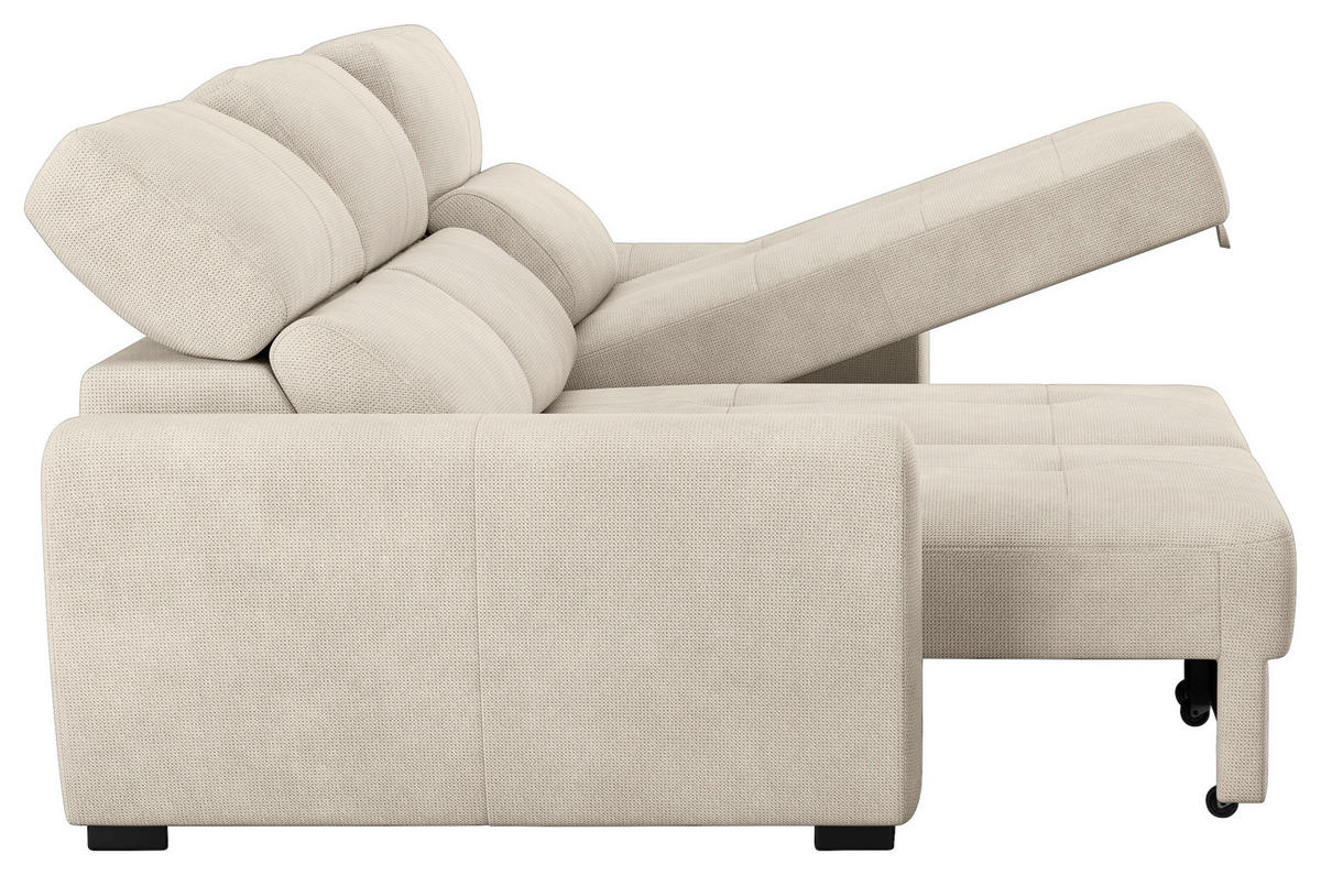 ECKSOFA in Mikrofaser Naturfarben  - Schwarz/Naturfarben, Konventionell, Kunststoff/Textil (285/177cm) - MID.YOU