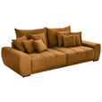 BIGSOFA in Samt Senfgelb  - Senfgelb/Schwarz, KONVENTIONELL, Holz/Textil (280/67/120cm) - Carryhome