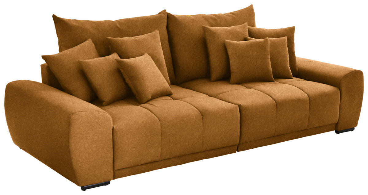 BIGSOFA Samt Senfgelb  - Senfgelb/Schwarz, KONVENTIONELL, Holz/Textil (280/67/120cm) - Carryhome