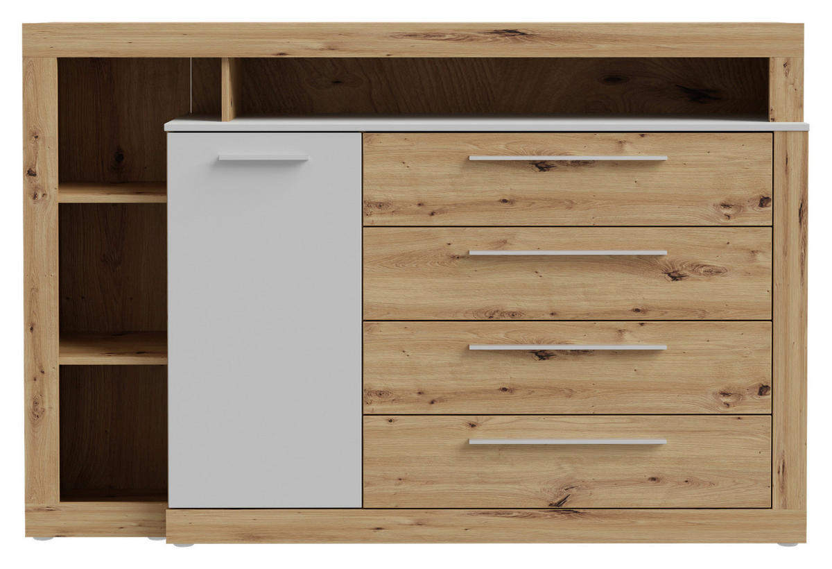 SIDEBOARD 161/107/43 cm  in Grau, Eiche Artisan  - Alufarben/Eiche Artisan, Konventionell, Holzwerkstoff/Kunststoff (161/107/43cm) - Ti'me