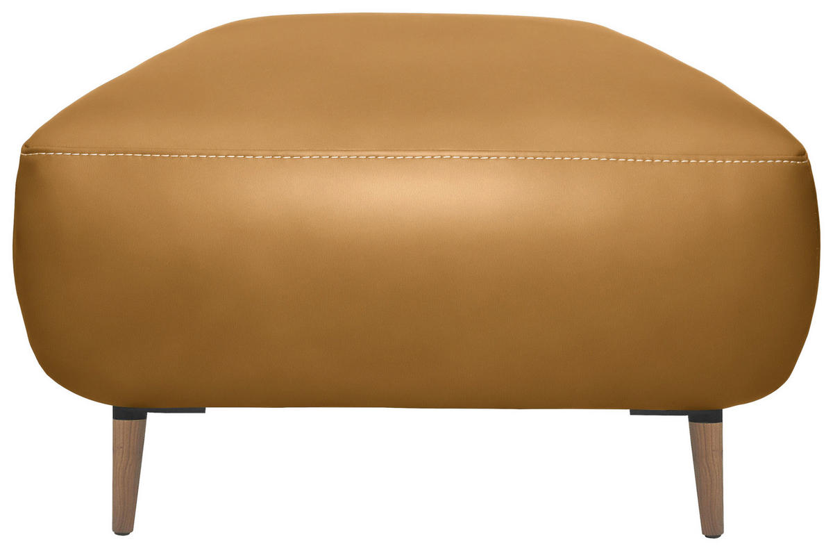 HOCKER in Leder Currygelb  - Currygelb/Beige, Natur, Leder/Holz (65/46/55cm) - Valnatura