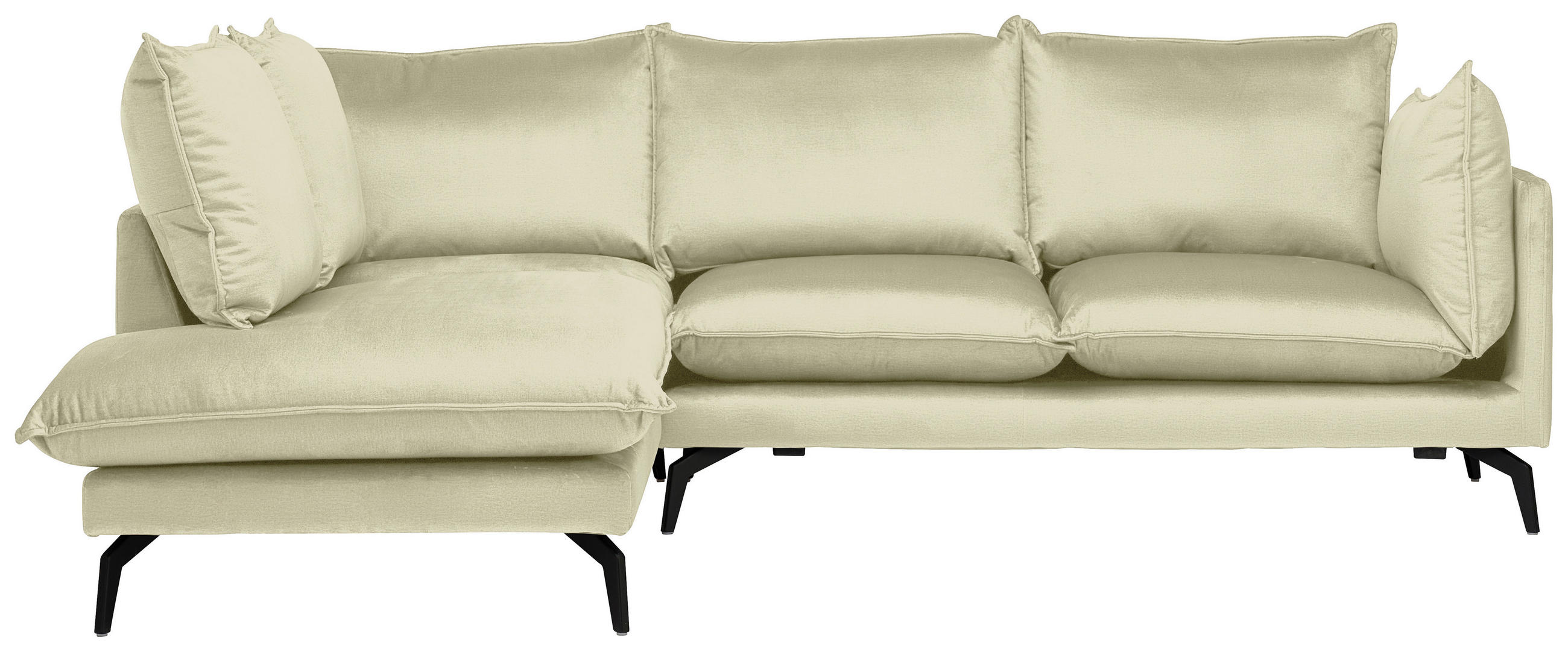 ECKSOFA Creme Samt  - Creme/Schwarz, Design, Textil/Metall (200/241cm) - Carryhome