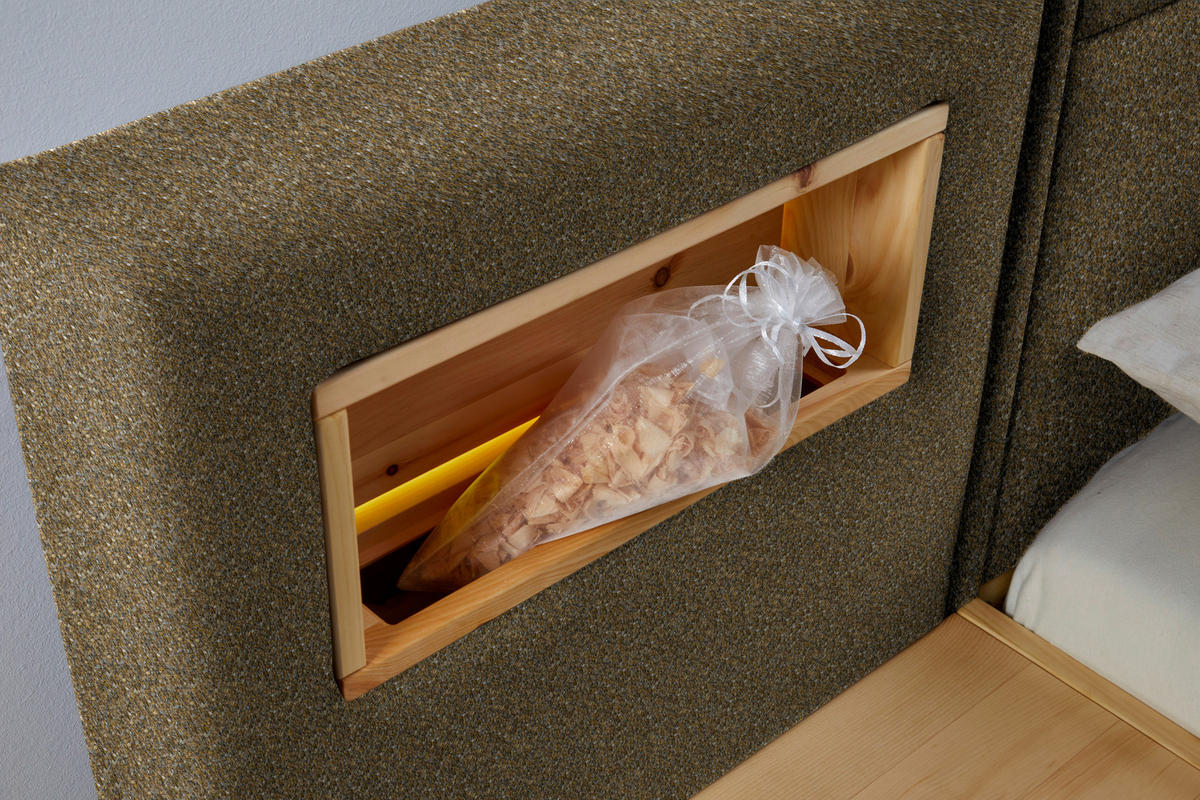BOXSPRINGBETT 180/200 cm  in Eichefarben, Olivgrün  - Eichefarben/Olivgrün, Natur, Holz/Textil (180/200cm) - Valnatura