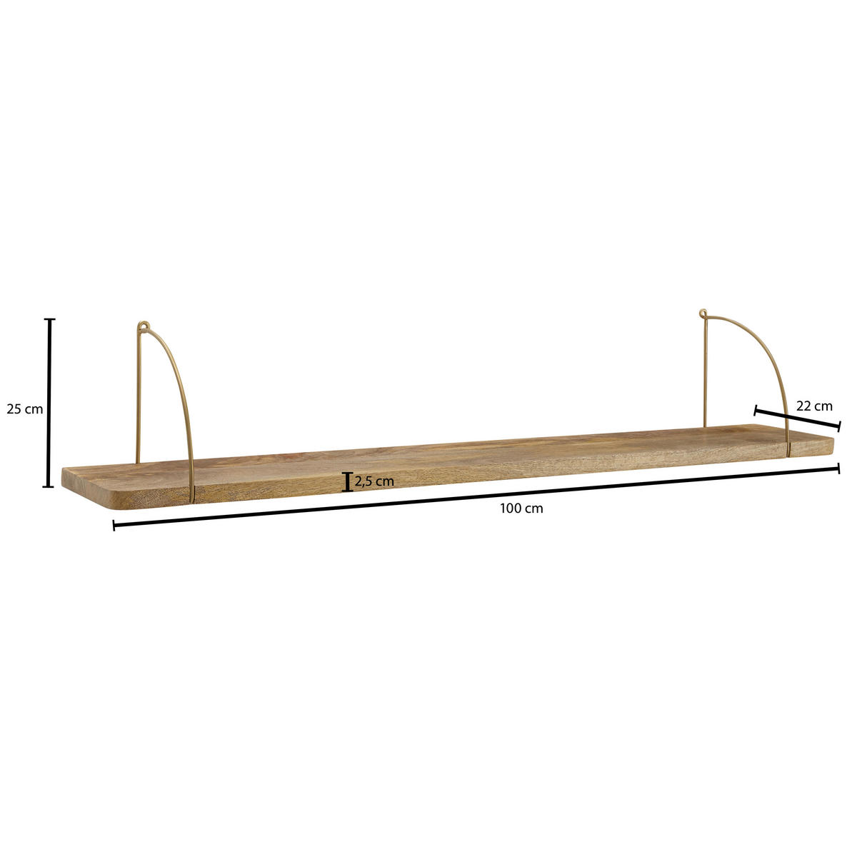 STENSKI REGAL 100/25/22 cm rjava  - rjava, Basics, les (100/25/22cm) - MID.YOU