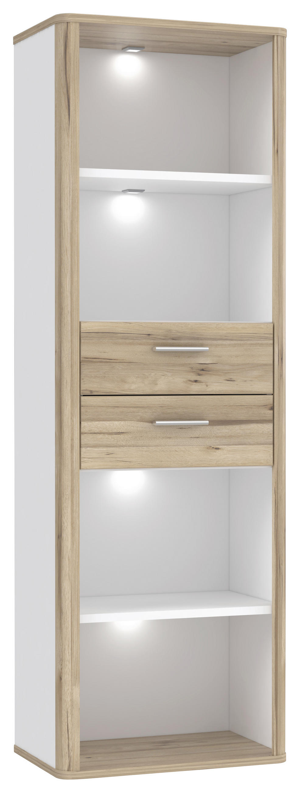 REGAL bijela, boje hrasta  drvni materijal  - bijela/srebrne boje, Moderno, drvni materijal/plastika (65,5/198,3/41,3cm) - Hom`in