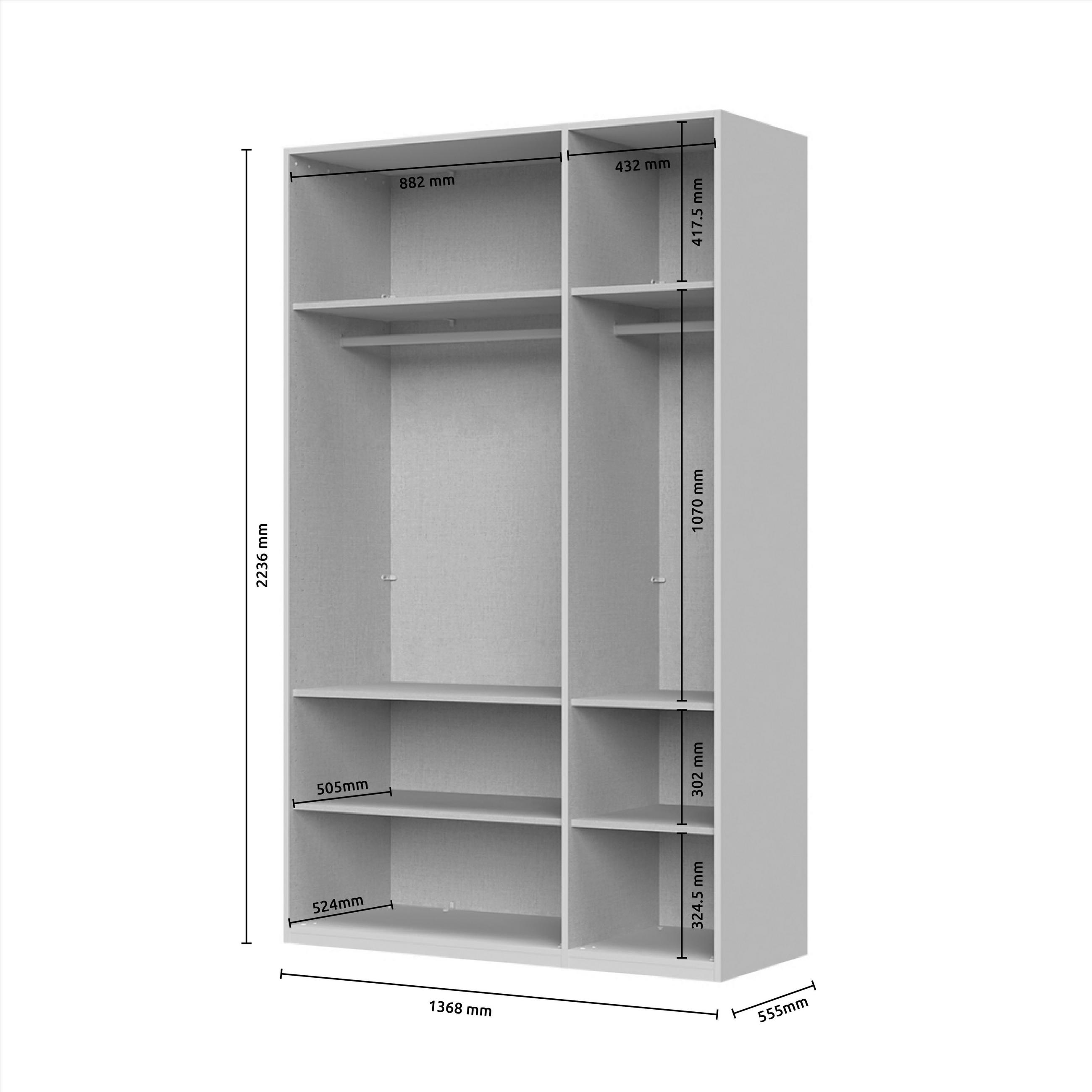 ORMAR SA KLASIČNIM VRATIMA kašmir  317/224/56 cm  - kašmir, Dizajnerski, metal/pločasti materijal (317/224/56cm)