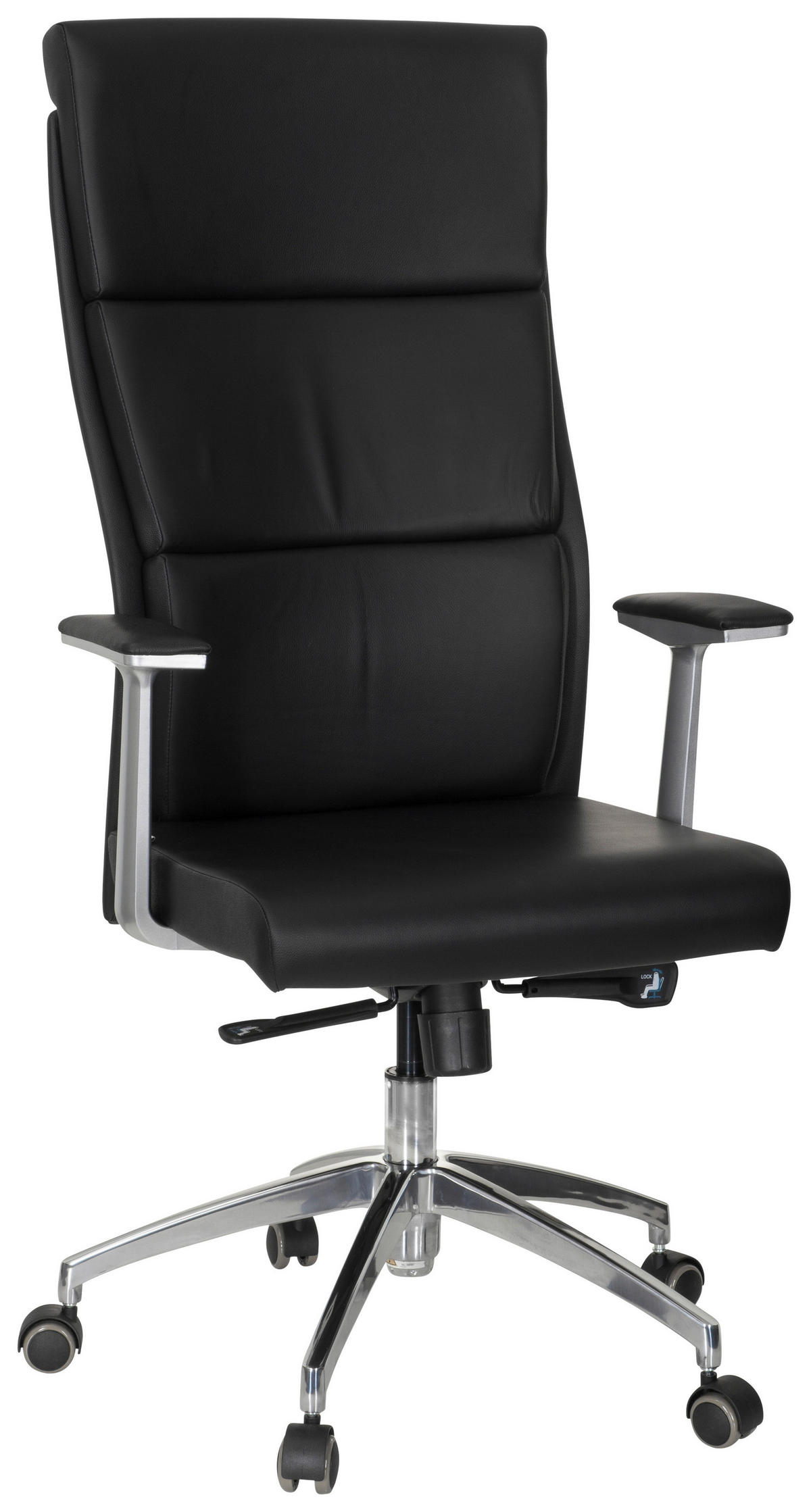 DREHSTUHL  in Lederlook Schwarz, Silberfarben  - Silberfarben/Schwarz, MODERN, Leder/Kunststoff (60/131/52cm) - MID.YOU