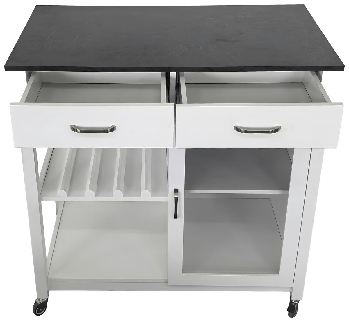 SERVIERWAGEN Weiß  - Silberfarben/Schwarz, Basics, Glas/Holzwerkstoff (90/91/50cm) - MID.YOU