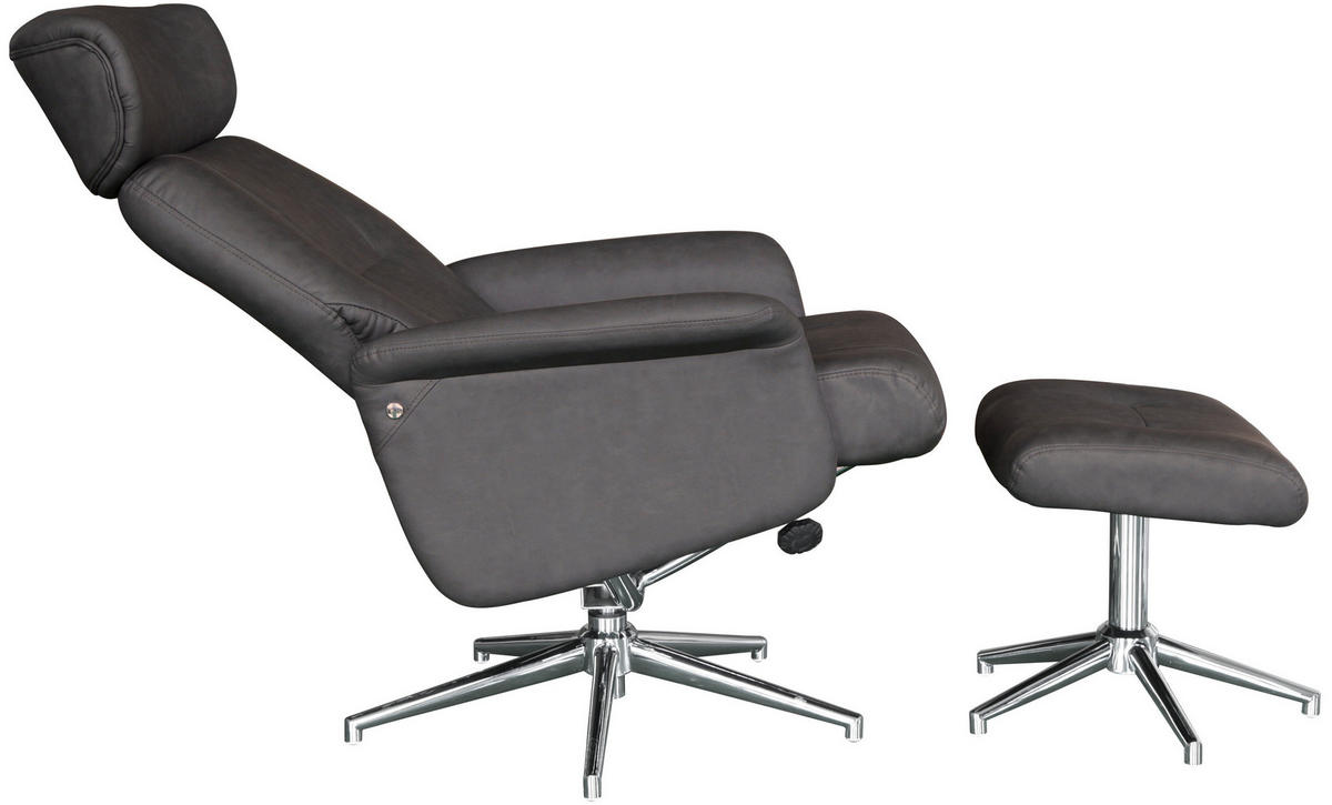 POČIVALNIK S PODNOŽNIKOM,  antracit, barve kroma kovina, umetna masa, tekstil - barve kroma/antracit, Design, kovina/umetna masa (75/109-96/77-109cm) - Xora