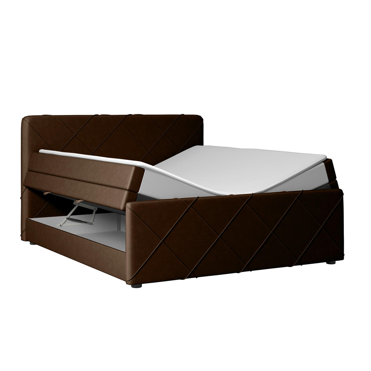 POSTELJA BOXSPRING 180 cm   x 200 cm  , les, kovina, tekstil rjava  - črna/rjava, Moderno, kovina/tekstil (180/200cm) - MID.YOU