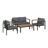 KERTI BÚTORSZETT 4 részes  - akáciaszínű/fekete, Konventionell, textil/fa (90/50/40cm) - Ambia Garden