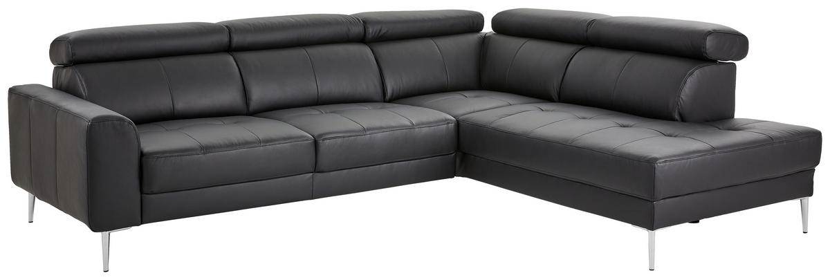 Freisteller von Hom`in ECKSOFA Schwarz Echtleder.