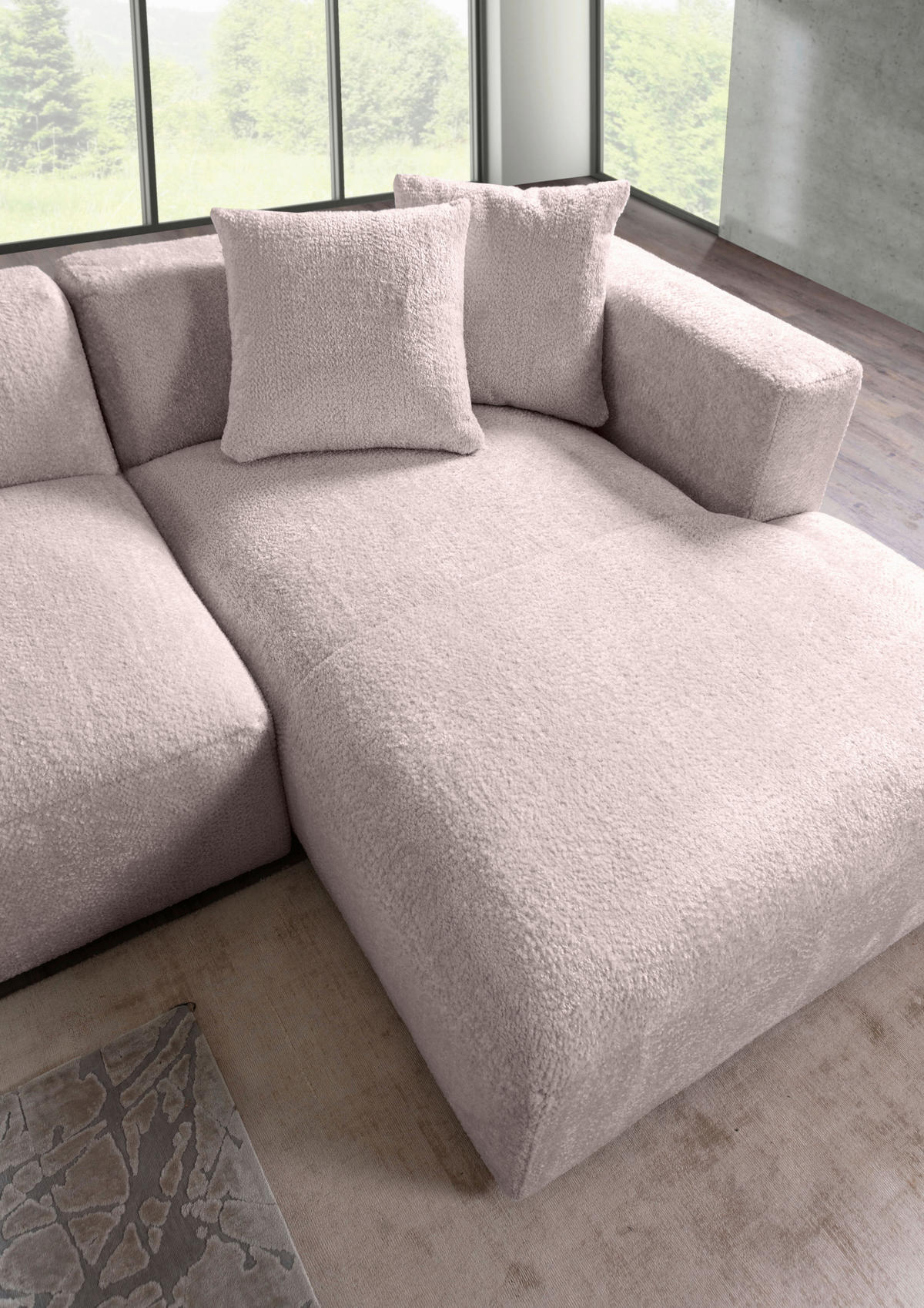 ECKSOFA Rosa Chenille  - Creme/Schwarz, MODERN, Kunststoff/Textil (323/178cm) - Carryhome