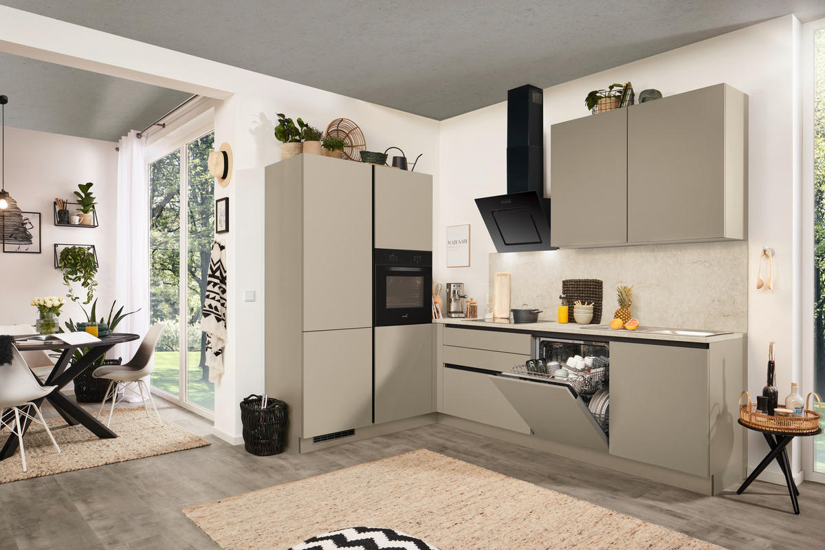 ECKKÜCHE 183/276 cm  in Creme, Grau  - Creme/Grau, Basics, Holzwerkstoff (183/276cm) - Welnova