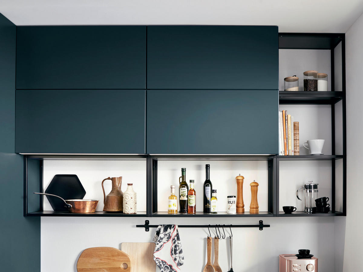 EINBAUKÜCHE SILVIA  - Dunkelblau, Design, Holzwerkstoff - Novel