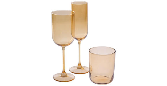 GLÄSERSET 12-teilig  - Hellbraun, Design, Glas - Novel