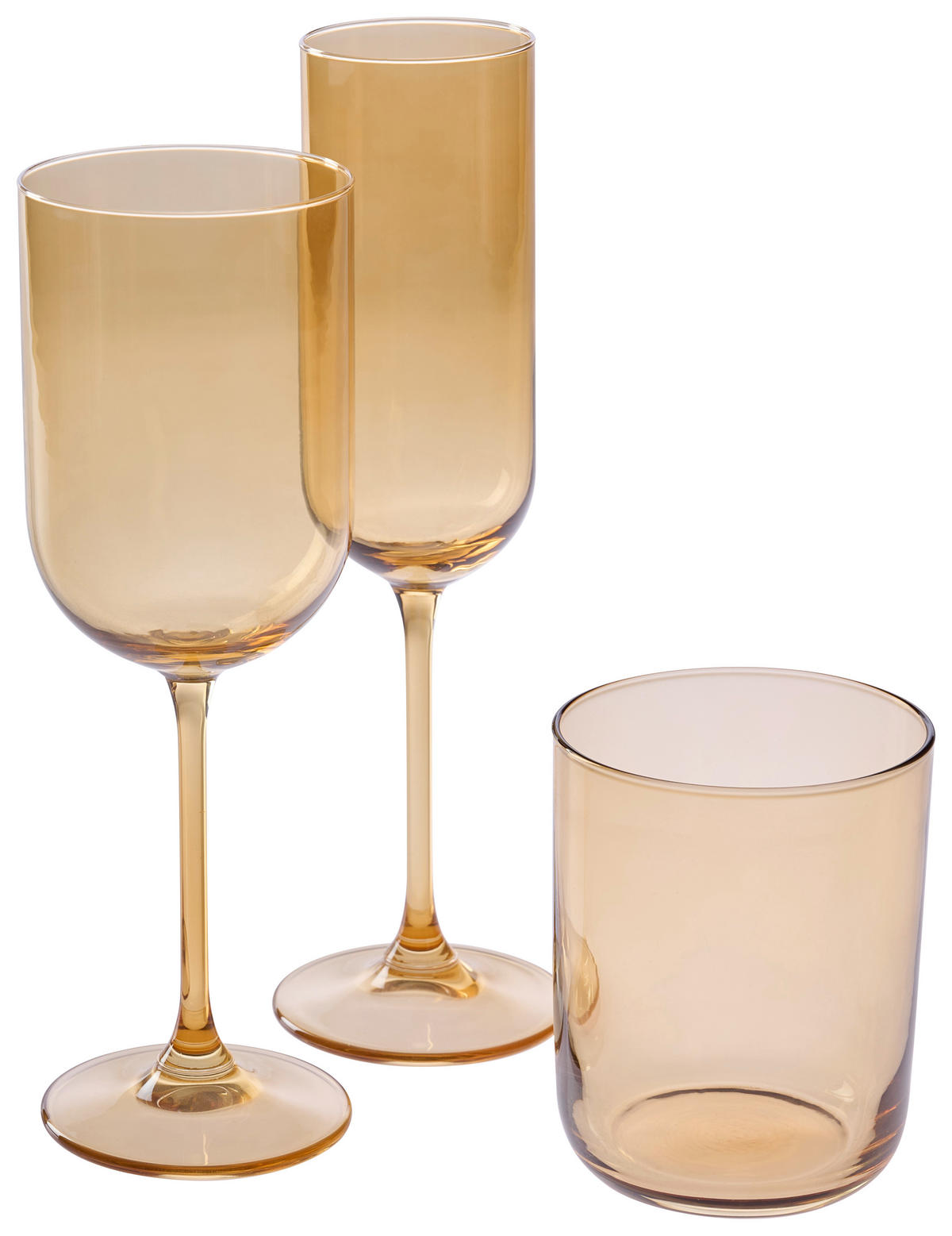 GLÄSERSET 12-teilig  - Hellbraun, Design, Glas - Novel