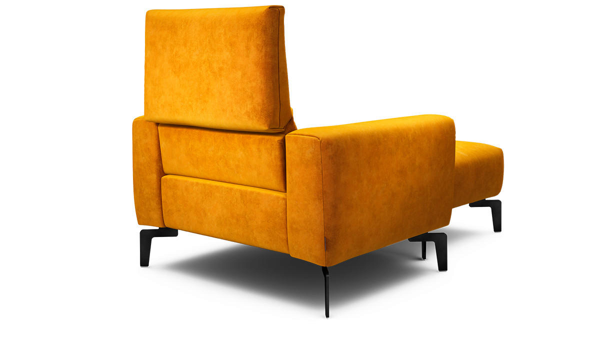 Sessel inkl. Hocker Samt    - Gelb/Schwarz, Design, Textil/Metall (110/85/86-94cm) - SENSOO