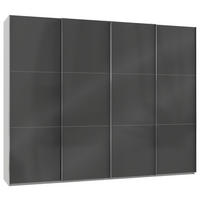 SCHWEBETÜRENSCHRANK 300/236/65 cm 4-türig Weiß, Grau  - Chromfarben/Weiß, MODERN, Holzwerkstoff (300/236/65cm) - MID.YOU