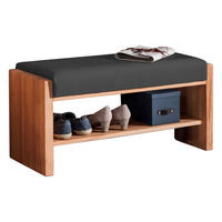 GARDEROBENBANK  in 88/44/42 cm  - Anthrazit/Buchefarben, MODERN, Leder/Holz (88/44/42cm) - Linea Natura