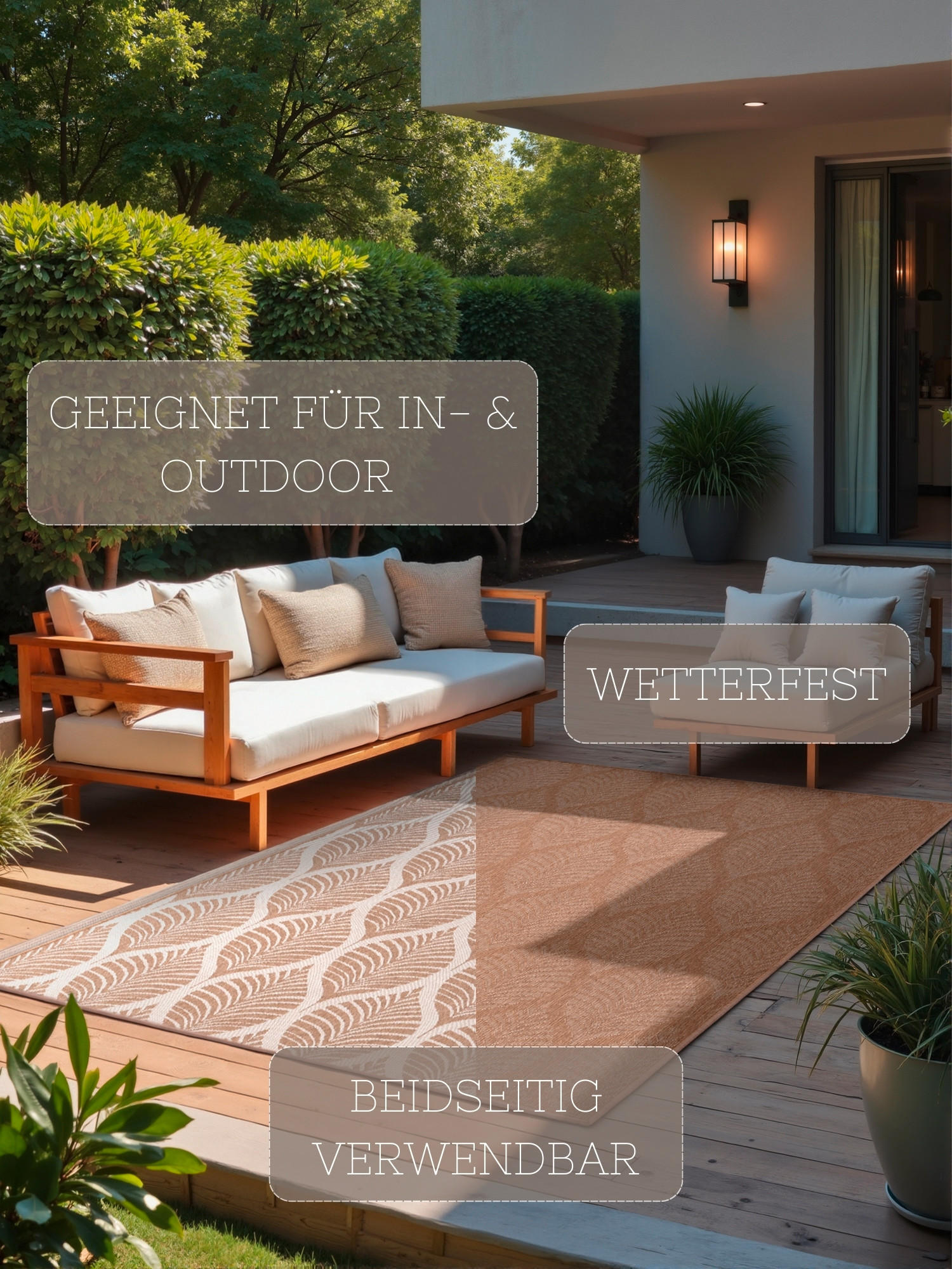 OUTDOORTEPPICH 160/230 cm Duet Weiß, Sandfarben  - Sandfarben/Weiß, Design, Kunststoff (160/230cm)