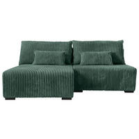 ECKSOFA in Cord Dunkelgrün  - Dunkelgrün/Schwarz, Modern, Holz/Textil (145/210cm) - MID.YOU