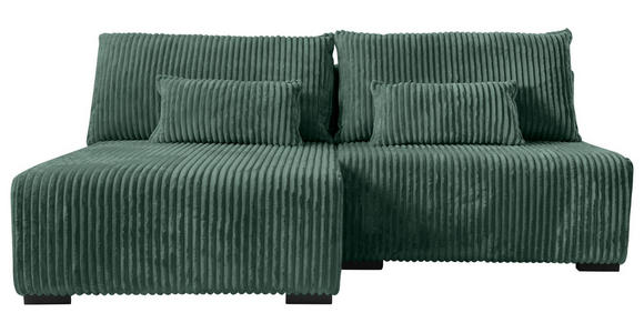 ECKSOFA in Cord Dunkelgrün  - Dunkelgrün/Schwarz, MODERN, Holz/Textil (145/210cm) - Carryhome