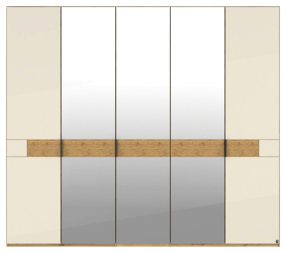 DREHTÜRENSCHRANK 250/216/58 cm,  in Eichefarben, Champagner, 5 Tür(en)  - Schieferfarben/Champagner, Design, Glas/Holz (250/216/58cm) - Musterring