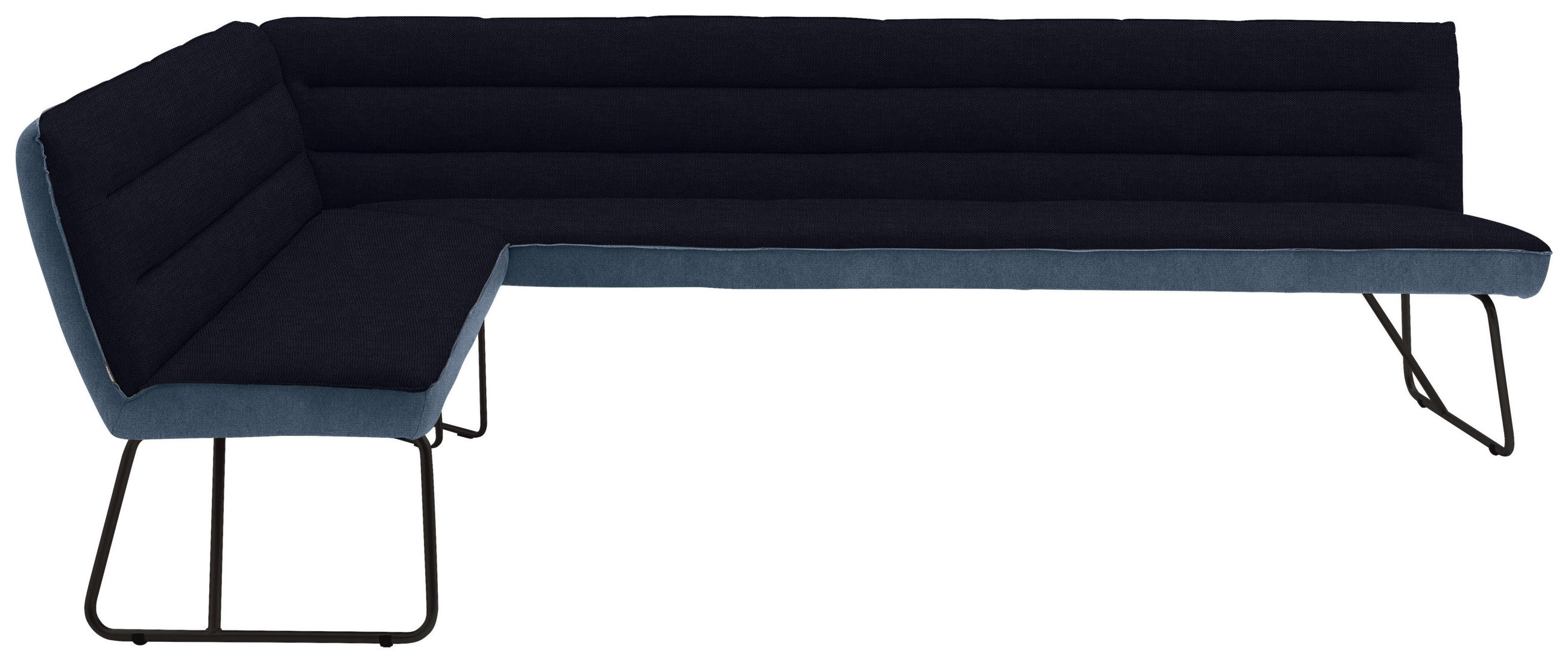 ECKBANK in Metall, Textil Blau, Schwarz, Dunkelblau  - Blau/Schwarz, Design, Textil/Metall (184/304cm) - Dieter Knoll