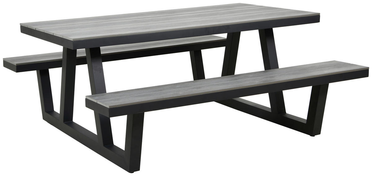 GARTENTISCHGRUPPE Stahl  - Anthrazit/Grau, Basics, Kunststoff/Metall - Ambia Garden
