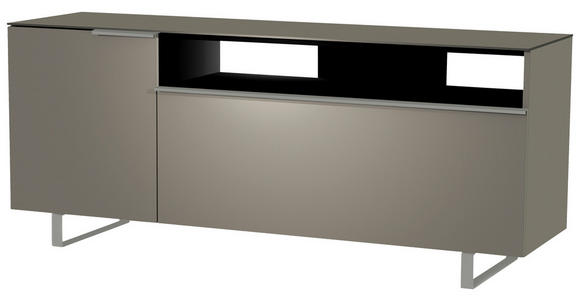 LOWBOARD Grau, Alufarben  - Alufarben/Grau, Design, Glas/Holzwerkstoff (160/66/45cm) - Moderano